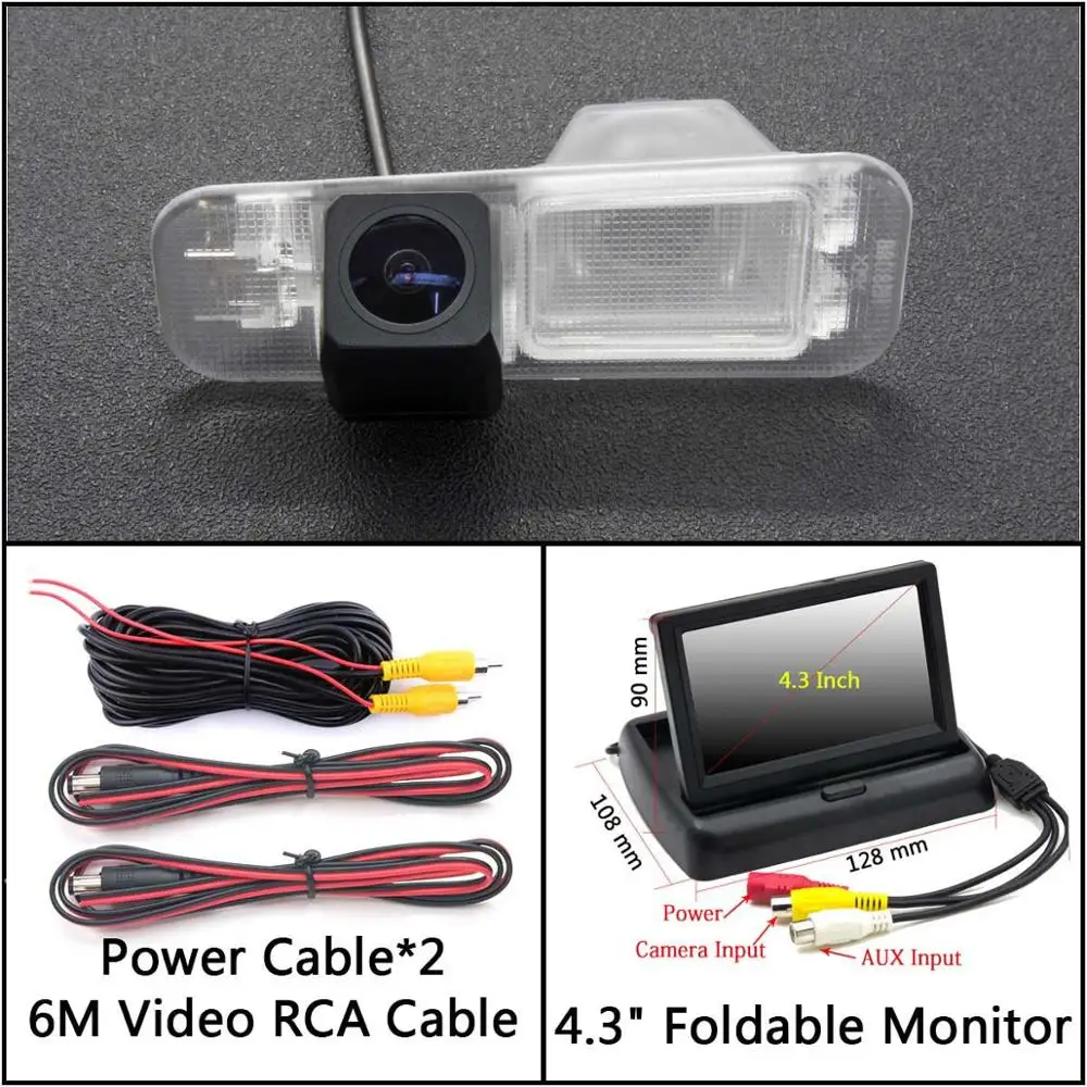 HD 1280*720 резервная камера заднего вида для KIA Rio 3 UB Sedan 2008- Kia K2 RIO 2007- Автостоянка ЖК-зеркало монитор - Название цвета: Cam N 4.3 inch Fold