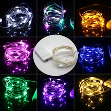 Mini LED String licht 2 M Silber Draht Fairy Lichter für Garland Home Weihnachten Hochzeit Party Dekoration Angetrieben durch CR2032 batterie(China)