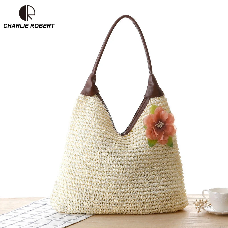

2019 Straw Bags Women New Summer Rattan Casual Tote Solid Casual Tote Handmade Woven Hollow Out Bags Beach Bohemia Bali Box