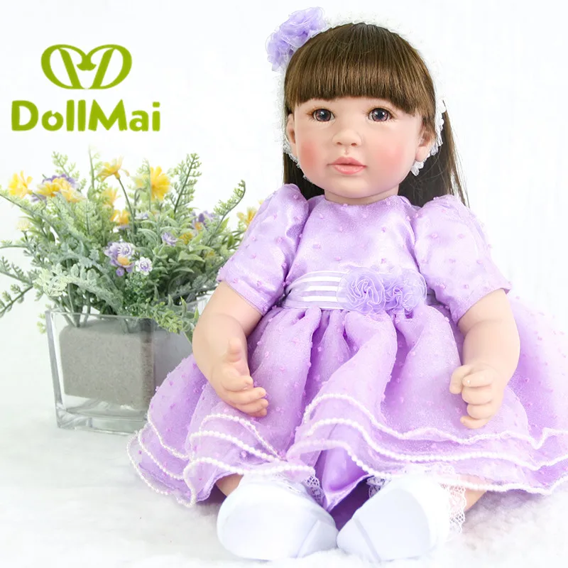 

DollMai purple princess dolls reborn 20"50cm vinyl silicone reborn baby dolls toys for children birthday gift bebes reborn
