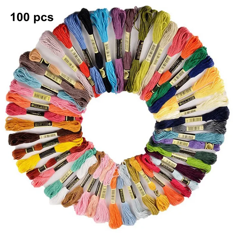 

100 colors Cotton Threads Embroidery Cross Stitch Floss Skeins Sewing Knitting Accessories Thread