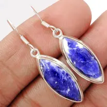 Натуральная Sodolite серьги 925 пробы серебро 41 мм KE0269