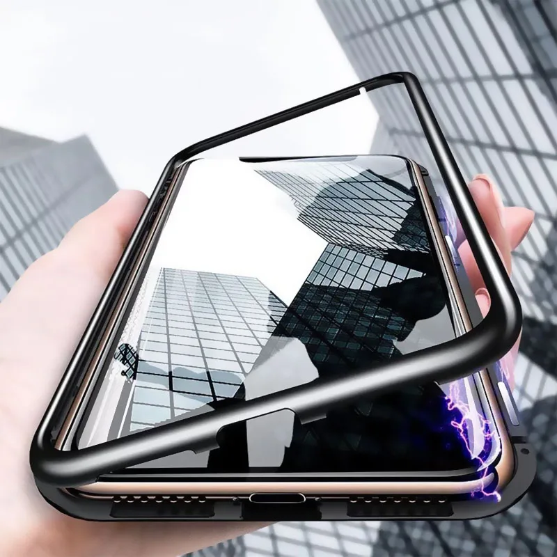 

Metal Magnetic Adsorption Case Protector For iPhone XS MAX X XR 8 7 Plus 6 Case Double Sided Glass Magnet Coque Cover Capa Funda