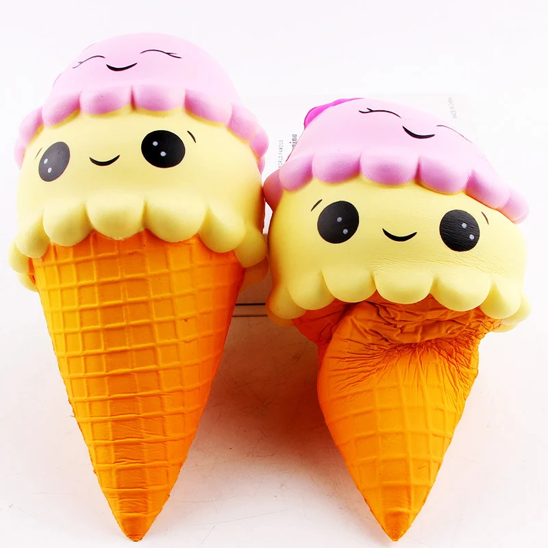 22CM Cartoon Double Smiley Face Ice Cream Squishy Slow Rising Sweet scented Charms Food Rebound Bread Kid Chirstmas Toys | Игрушки и