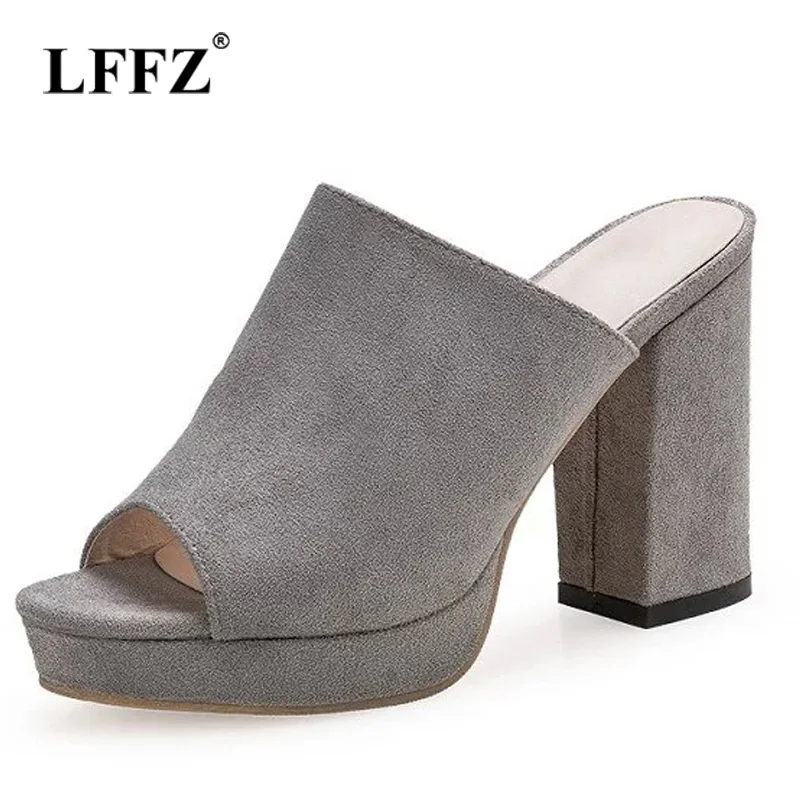 

Lzzf 2018 Summer Fashion Chunky High Heels Sandals Women Shoes Open Toe Peep Toe Slip on Woman Tenis Ladies Sandalias Feminina