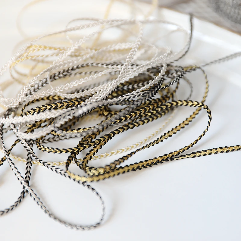 

hot sale Lace accessories High quality gold silver braided rope 0.3 CM D0302