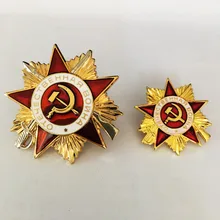 2 unids/lote Russia cccp medalla de Metal insignias para prendas de vestir ww2 URSS soviética militar estrella roja del ejército ruso Pines de solapa de plata y oro(China)