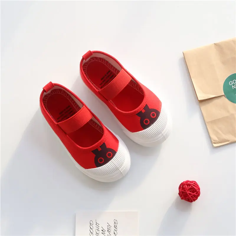 Детская обувь; корейские парусиновые туфли с героями мультфильмов для маленьких девочек и обувь для малышей на плоской подошве; Яркая Мягкая Обувь для танцев для маленьких мальчиков - Цвет: Красный