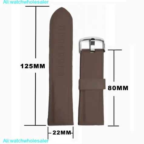 22mm Dark Brown Silicone Jelly Rubber Unisex Watch Band Straps WB1054K22JB