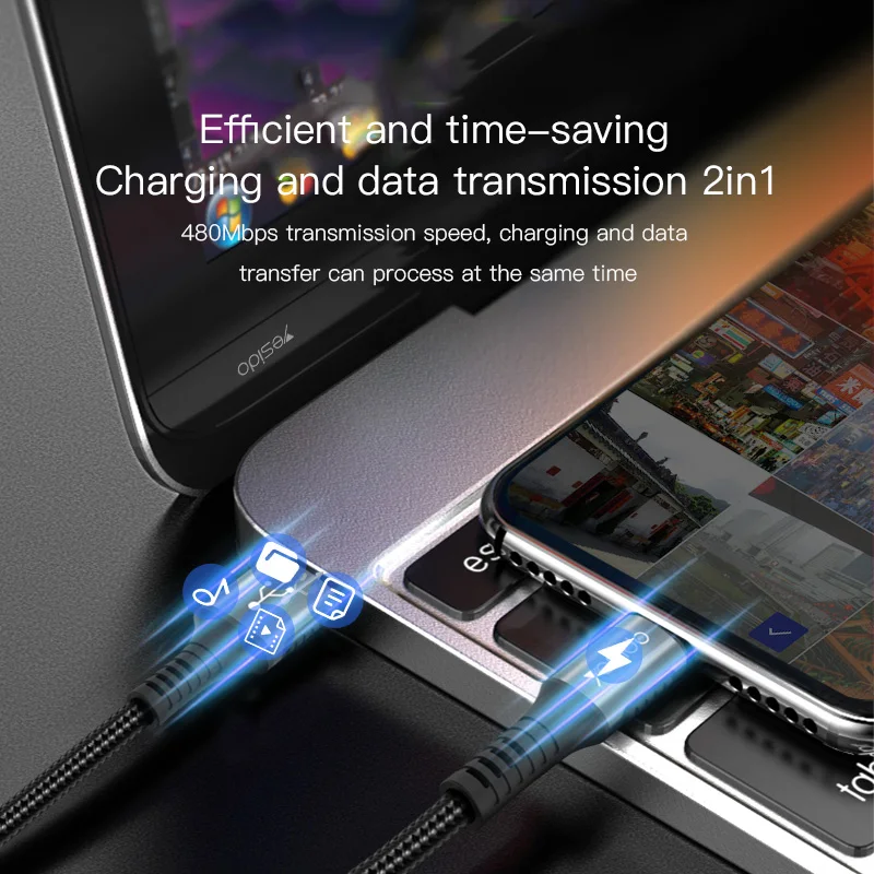 Yesido CA36 USB C кабель 5A быстрое зарядное устройство Type для Samsung S9 Note 9 Oneplus 6 Huawei P20