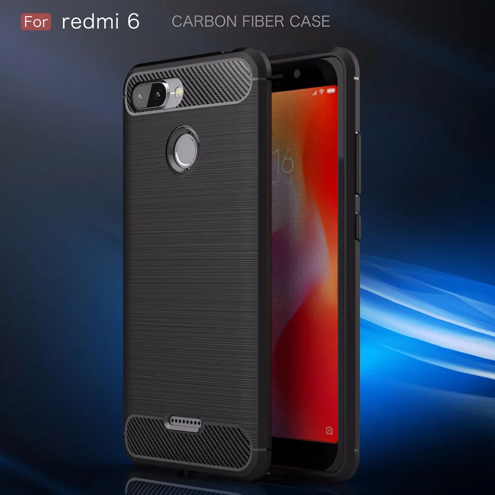 cheap New Brushed Carbon Fiber Phone Case For Xiaomi Redmi 6 Pro 6A Rugged Armor Case For Xiaomi Redmi 6 6A 6 Pro Silicone Case