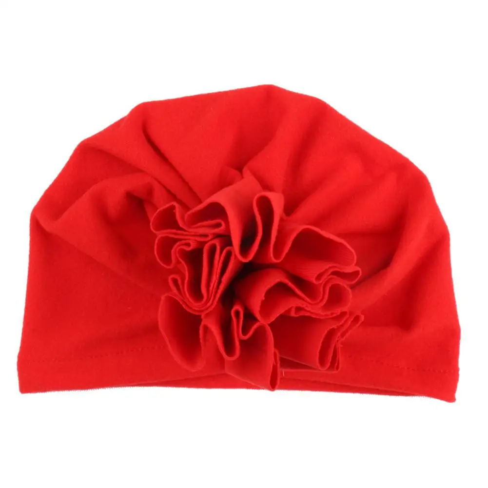 

Toddler Baby Girl Floral Solid Color Beanie Hat Photo Prop Elastic Turban Cap