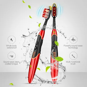 

Battery Operated Sonic Vibration Electronic Toothbrush Double Sided Gums Teeth Whitening Deep Clean Tongue Cleaner Scraper P00