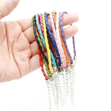 Горячая Распродажа 100 шт/партия 7," Разноцветные Кожаные плетеные браслеты с подвесками шнуры с застежка-краб для изготовления ювелирных изделий
