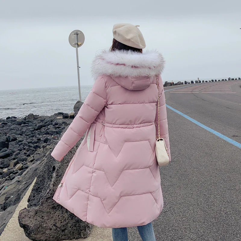 

New Full Solid women Parka 2019 Women's Mid-long Winter Jacket Hood Design Oversize fur Thick Coat