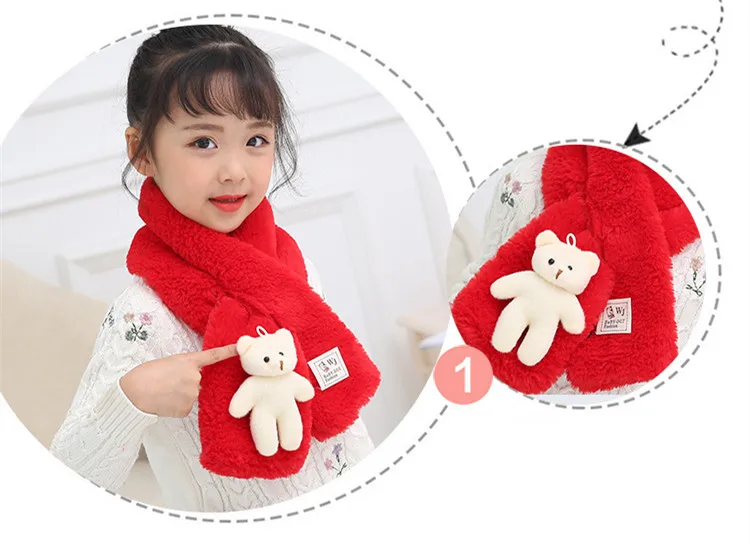  Rabbit Hair Scarf Cute Bear Doll Cross Scarf New Fashion 2018 Autumn And Winter Outdoor Wild Warm Solid Color Scarf GCG66 (3)