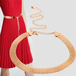 Модный волнистый металлический цепной ремень на талию Золотая Пряжка женское платье для вечеринки ремень