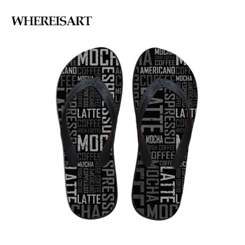 

WHEREISART Casual Flip Flops Men Black Summer 3D Letter House Slipper Anti-slip Platform Flipflop for Man Men's Beach Sandals