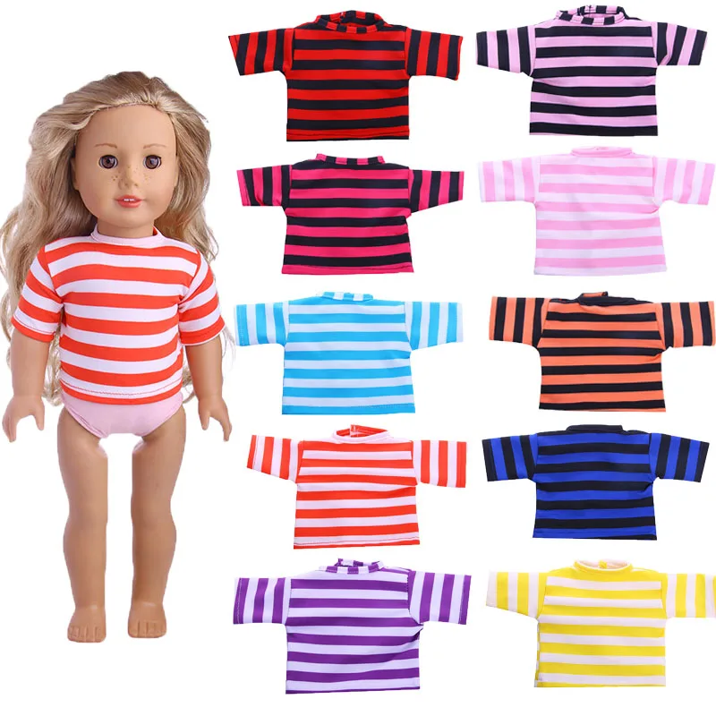 

ZWSISU 10 colors striped T-shirt for 43cm doll ,18 inch doll ,Doll Accessories