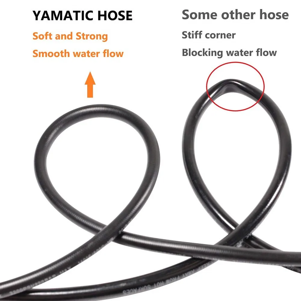 YAMATIC 3200 PSI 1/4"x 25 FT No-Kink High Pressure Washer Hose With M22-14mm Freebie Brass Fitting For Car Washer Water Cleaning