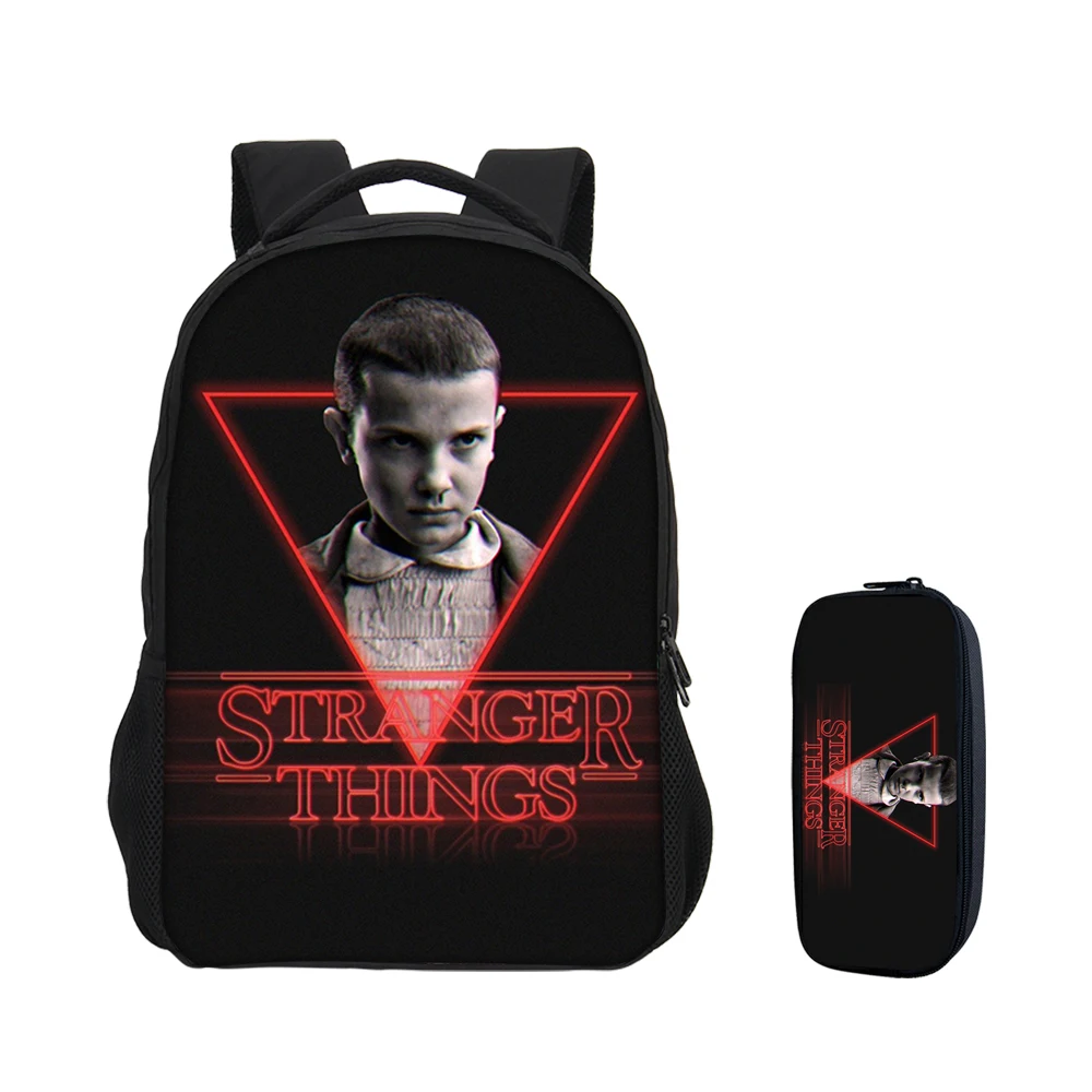 

VEEVANV 2 Pcs/set Stranger thing Anime Children School Backpacks pencil case Teenage Bookbags Boys Girl Mochila Shoulder Bags
