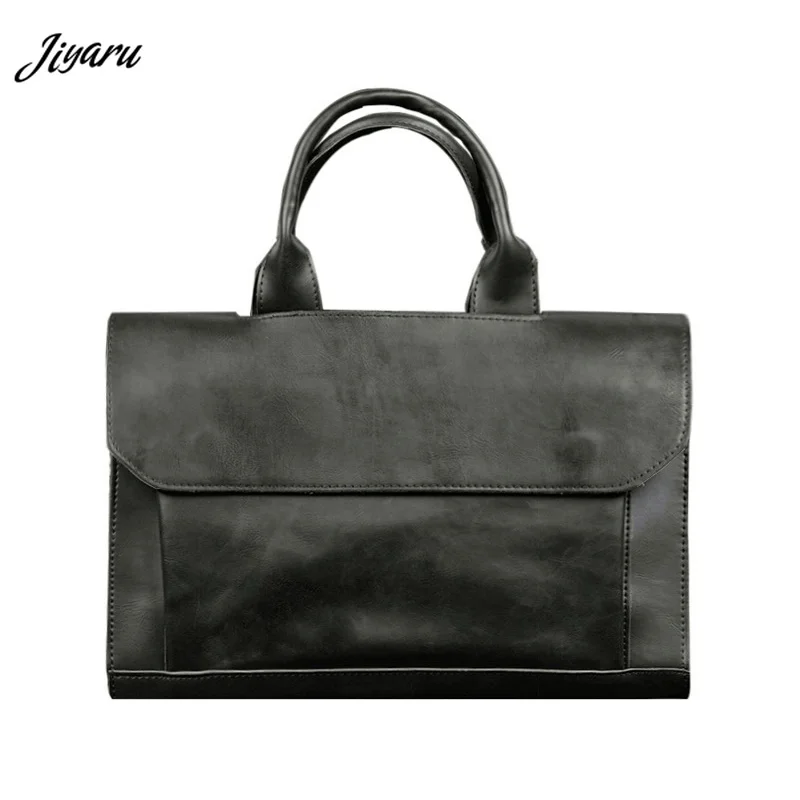 

Men Leather Briefcases Casual Business Laptop Bag Man Shoulder Bag Male Soft Office Briefcase Bags with Interior Zipper Pocket