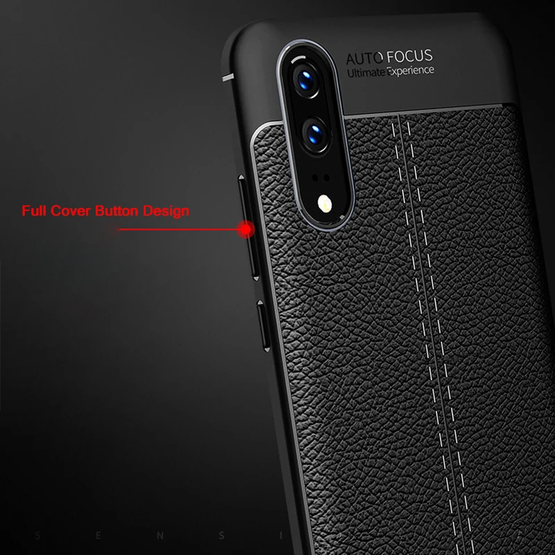 Чехол Бампер для Huawei P20 Pro армированный чехол Litchi кожаный Стильный Ультратонкий