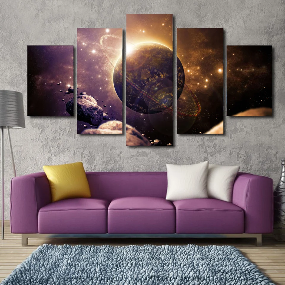 5 Pcs Of The Universe Wall Art Modular Canvas Painting Home