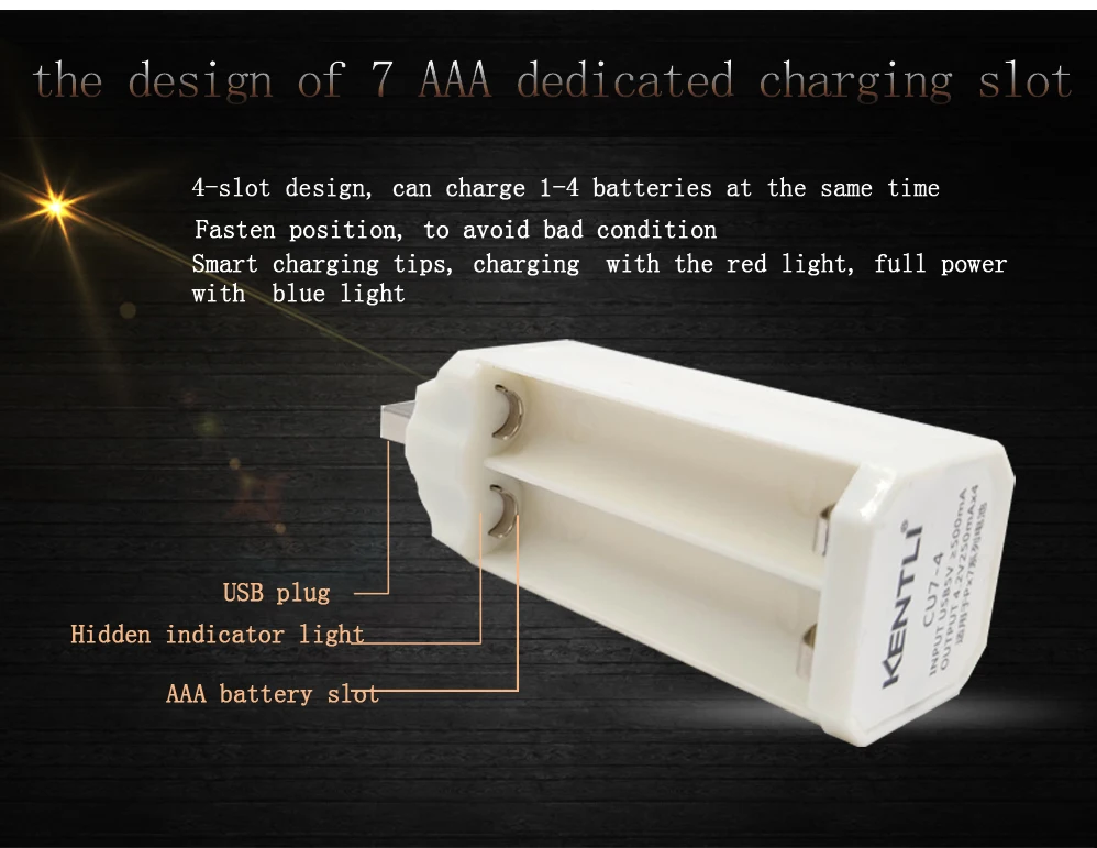 4 шт. KENTLI 1,5 v 1180mWh aaa Полимерные литий-ионные аккумуляторы батарея+ 4 слота литий-ионного зарядного устройства
