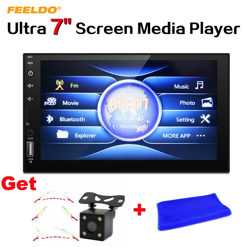 

FEELDO Ultra Slim 7" Capacitive Touchscreen Car Media Player With Radio/Camera/BT/USB/SD/AUX/RGB Backlight/SWC/Remote