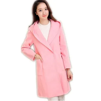 

2019 New Autumn &Winter Warm Women Woolen Coat Long Slim Women Turn-Down Collar With Single Button Woolen Coat High QualityCQ048