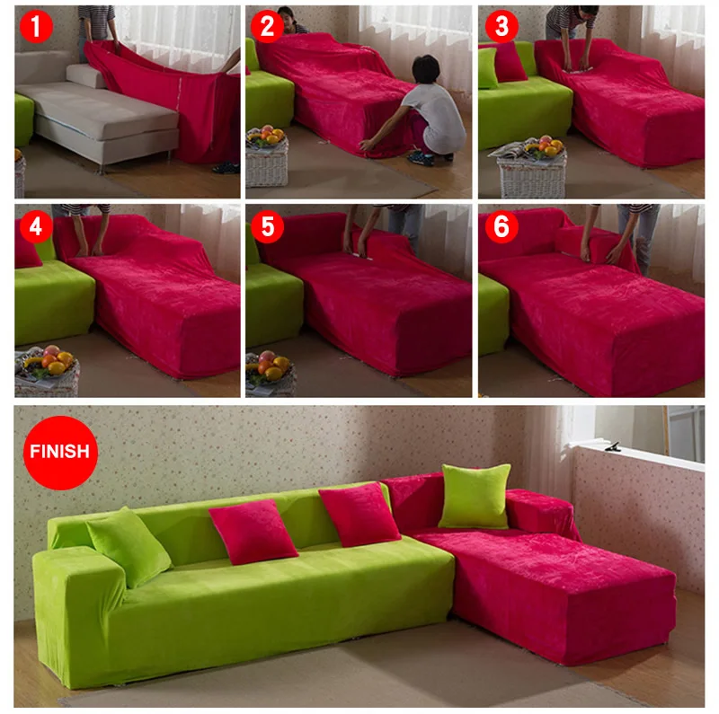 Chaise Longue Sofa Elastic Couch Cover funda cubre sofa Sofa Covers for Living Room(Must Order 2pieces) to fit for Corner Sofa