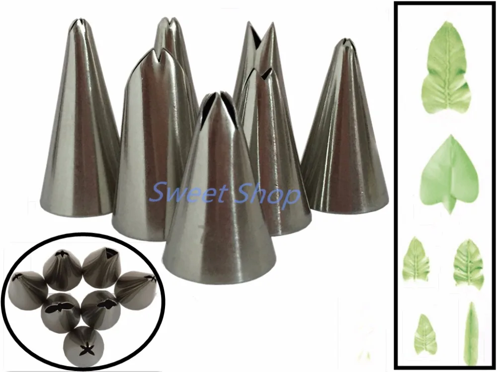 

Set of 7pcs Russian Tulip Icing Piping Nozzles Cake Decoration Tips DIY Cake Tool Bakeware Set Leaf