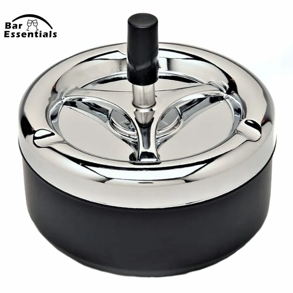 Buy Round Push Down Ashtray Metal Spinning Cigarette