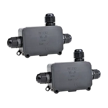 

2Pcs Weatherproof IP66 Outdoor/External Junction Box 3-cable Connector Can Underground Cable Sleeve for 4-8 mm Cable Diameter PG