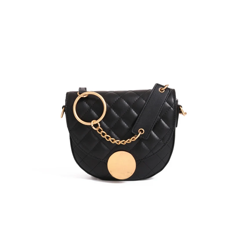

New Fashion Female Women Messenger Bags Genuine leather Ring Splicing Chain Shoulder bag High Quality Soft Ladies Crossbody Bag