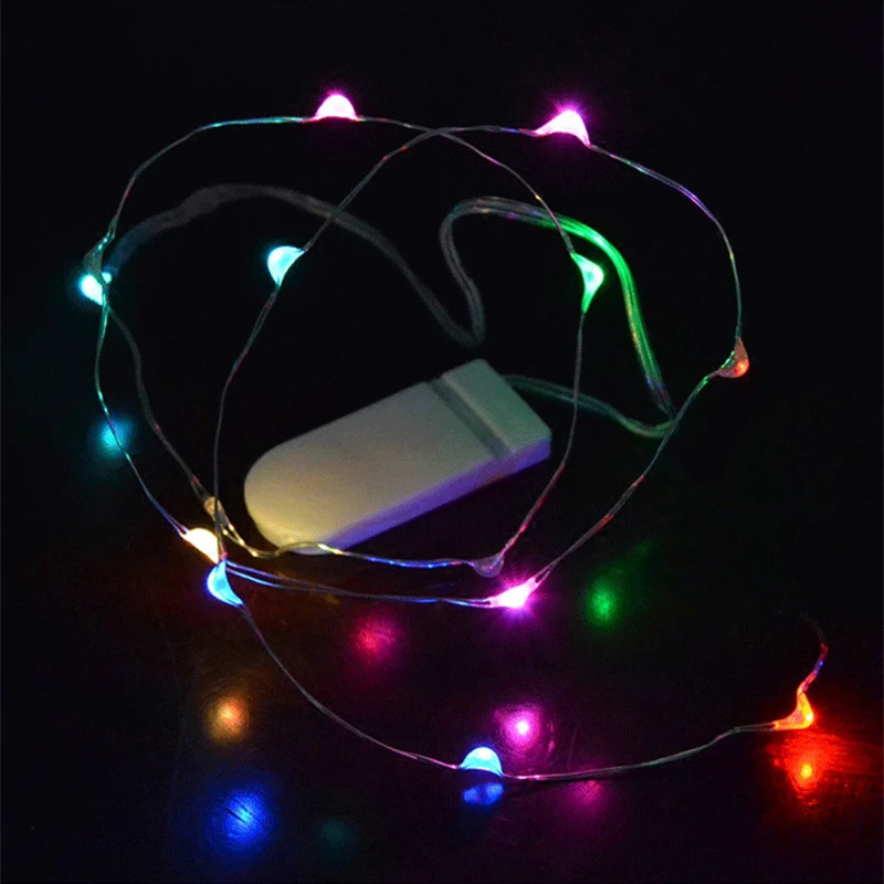 

Quadruple 1M 2M 3M 10LED/M String Lights LED Copper Wire Battery Lamp Wedding Party Christmas Lighting Decor Included Battery