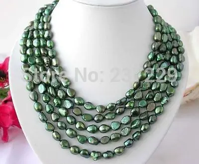 

HOT## Wholesale price FREE SHIPPING ^^^Long 100"baroque green FW pearl necklace AAALong