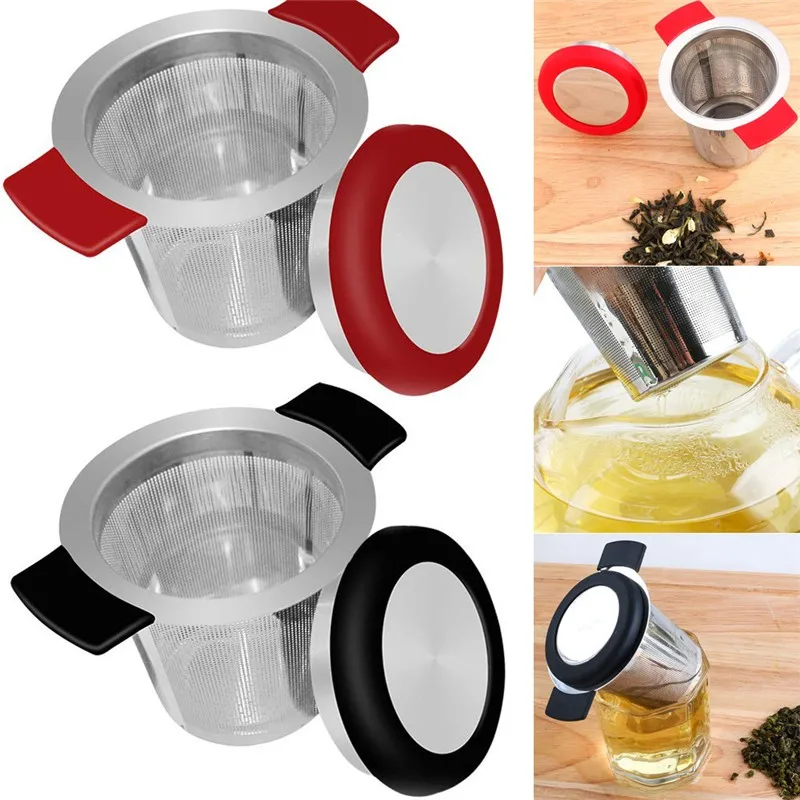 

Stainless Steel Silicone Double Handle Fine Hole Tea Strainer Net Separator tea strainer