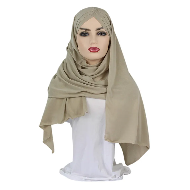 Мусульманские женщины готовы носить мгновенный хиджаб из Джерси шарф исламский мягкий платок Хиджабы тюрбан платок femme musulman арабский головной убор - Цвет: 25
