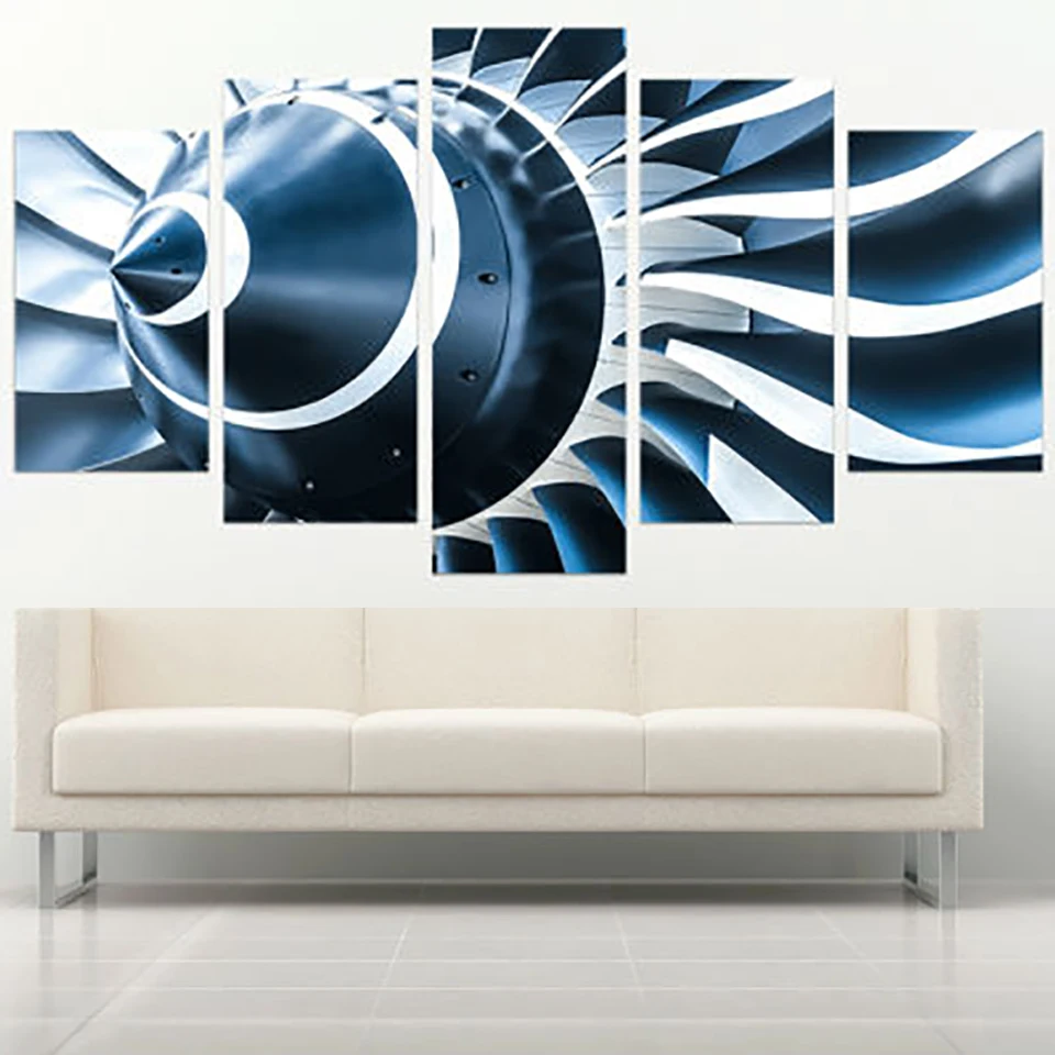 For Living Room Modern HD Printed Wall Art Pictures 5 Panel Jet Engine Turbine Blade Home Decor Frame Canvas Painting Poster