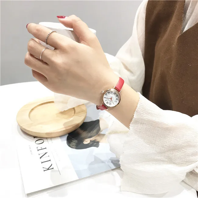 Мини тонкие женские часы-браслет, роскошные Брендовые женские часы, Модные Винтажные маленькие женские часы с циферблатом, Relogio Feminino - Цвет: Red