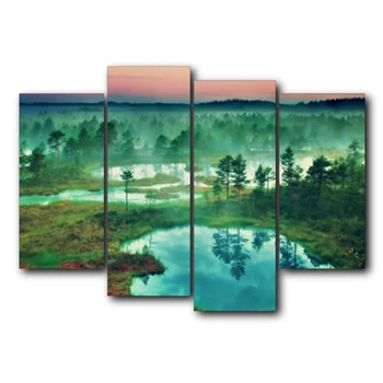 

Spring Natural Landscape Sky Green Trees Water No Frame Vintage Canvas Oil Painting Wall Artwork Home Decor Wedding Decoration