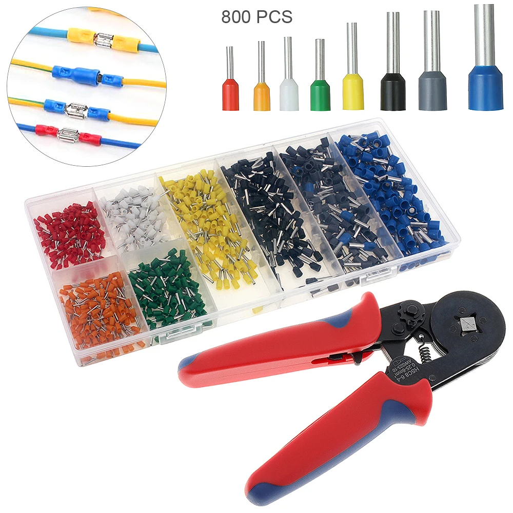 

Professional multi tool Cable Wire Crimper Crimping Pliers Ferrule Crimpers+ 800Pcs End Crimp Terminal Electrical Wire Connector