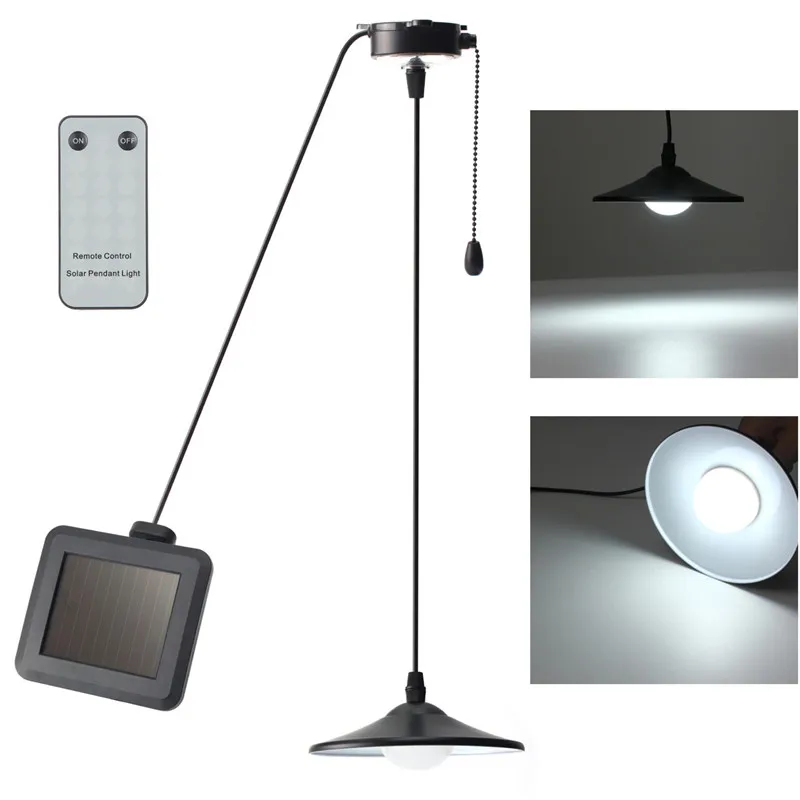 

A Set 4.5V 1.2W Stainless Steel Material Solar Panel Shed Study Hang Light Bar Rope Pendant Light With Remote Control