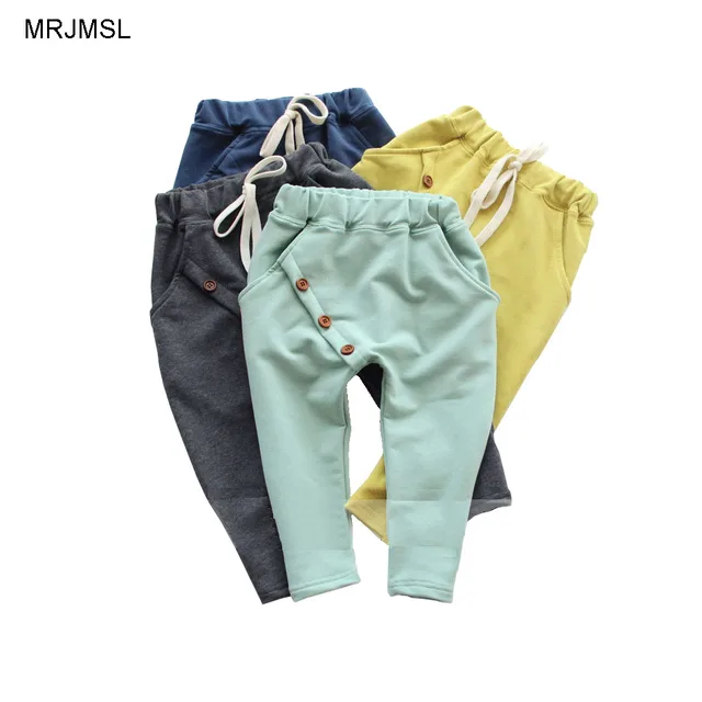 MRJMSL Горячий продавать размер90 ~ 130 дети ребенок конфеты одежда детей брюки для мальчиков брюки девушки шаровары твердые три кнопки