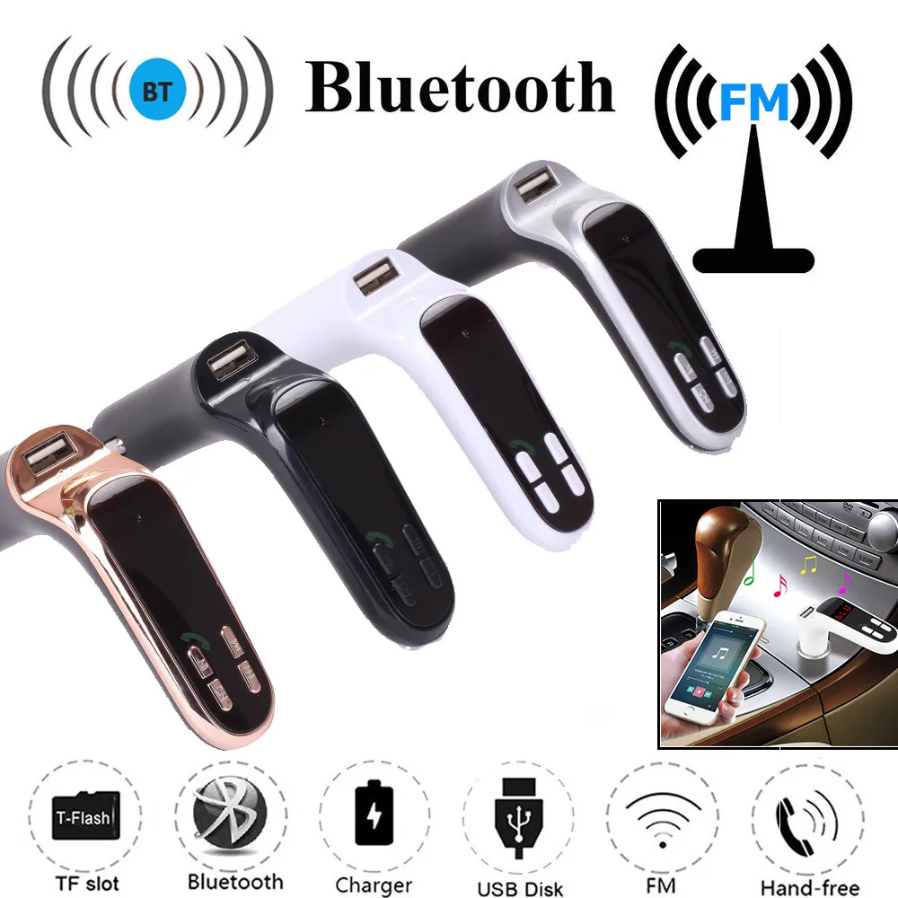 

2017 New Arrival Wireless Adapter Car FM Transmitter Bluetooth Hands-free LCD MP3 Player Radio Adapter Kit Charger for iPhone X