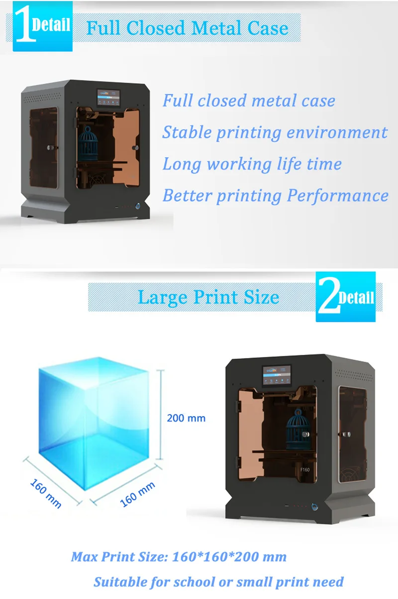Creatbot 3d принтер высокой температуры F160 PEEK печатная машина 160*160*200 мм для школьного образования стоматологическая медицинская зона