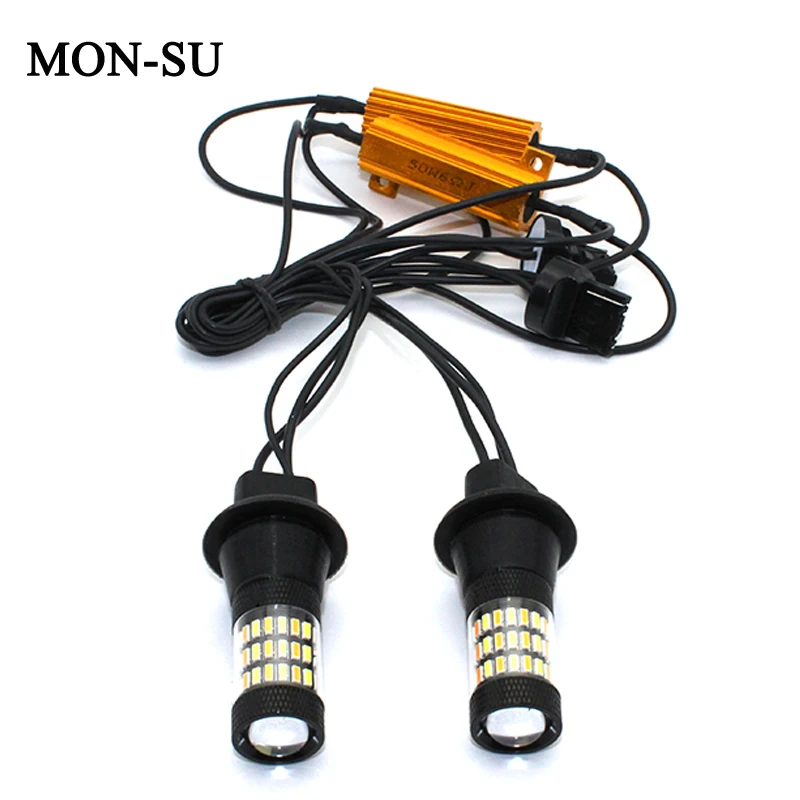 

MON-SU Car 1156 BA15S BAU15S T20 7440 LED Bulbs Front Turning Light DRL 60SMD 4014 White Yellow Dual Color Daytime Running Light