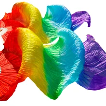 Горячая Распродажа, женская вуаль из натурального шелка для танца живота, вуаль для фанатов танца живота, цвет радуги(2 шт